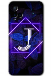 Vivo Y21 Kılıf HD Desen Baskılı Arka Kapak - Dark Neon Yaprak J Harfi - 1