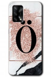 Oppo A74 Kılıf HD Desen Baskılı Arka Kapak - Pembe Mermer Desenli Ö Harfi - 1