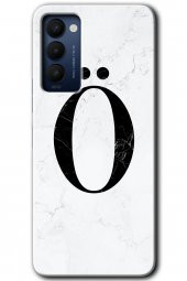 Tecno Camon 18T Kılıf HD Desen Baskılı Arka Kapak - Beyaz Mermer Desenli Ö Harfi - 1