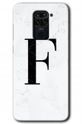 Redmi Note 9 Kılıf HD Desen Baskılı Arka Kapak - Beyaz Mermer Desenli F Harfi - 1