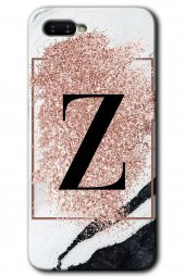 Oppo Rx 17 Neo Kılıf HD Desen Baskılı Arka Kapak - Pembe Mermer Desenli Z Harfi - 1