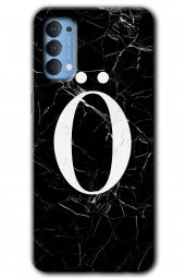 Oppo Reno 4 Kılıf HD Desen Baskılı Arka Kapak - Siyah Mermer Desenli Ö Harfi - 1