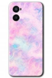 Oppo Reno 3 Kılıf HD Desen Baskılı Arka Kapak - Pembe-Duman - 1