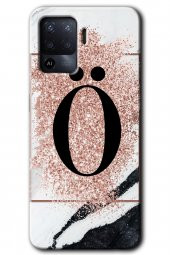 Oppo Reno 5 Lite Kılıf HD Desen Baskılı Arka Kapak - Pembe Mermer Desenli Ö Harfi - 1