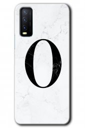 Vivo Y20s Kılıf HD Desen Baskılı Arka Kapak - Beyaz Mermer Desenli O Harfi - 1