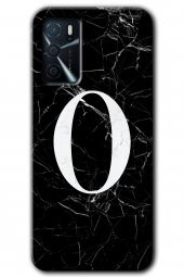 Oppo A16 Kılıf HD Desen Baskılı Arka Kapak - Siyah Mermer Desenli O Harfi - 1