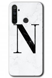 Realme 6i Kılıf HD Desen Baskılı Arka Kapak - Beyaz Mermer Desenli N Harfi - 1