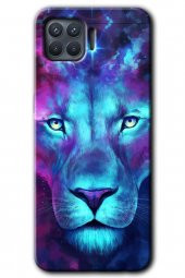 Oppo Reno 4 Lite Kılıf HD Desen Baskılı Arka Kapak - Neon Lion - 1