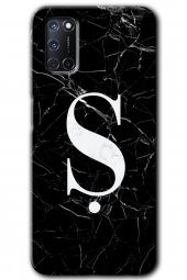 Oppo A52 Kılıf HD Desen Baskılı Arka Kapak - Siyah Mermer Desenli Ş Harfi - 1