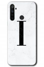 Realme 6i Kılıf HD Desen Baskılı Arka Kapak - Beyaz Mermer Desenli I Harfi - 1