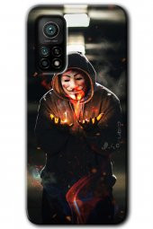 Xiaomi Mi 10T Pro Kılıf HD Desen Baskılı Arka Kapak - V for Fire - 1