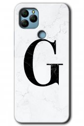 General Mobile GM 22 Plus Kılıf HD Desen Baskılı Arka Kapak - Beyaz Mermer Desenli G Harfi - 1