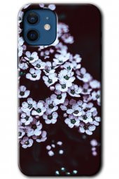 iPhone 12 Mini Kılıf HD Desen Baskılı Arka Kapak - Beyaz Çiçek - 1