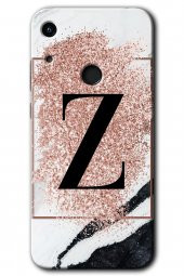 Honor 8A Kılıf HD Desen Baskılı Arka Kapak - Pembe Mermer Desenli Z Harfi - 1