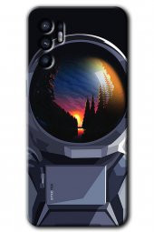 Oppo Reno 6 Kılıf HD Desen Baskılı Arka Kapak - Astronot - 1