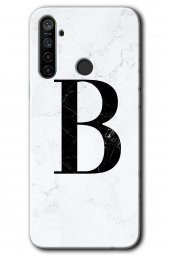 Realme 6i Kılıf HD Desen Baskılı Arka Kapak - Beyaz Mermer Desenli B Harfi - 1