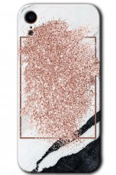 iPhone XR Kılıf HD Desen Baskılı Arka Kapak - Simli Mermer - 1