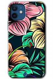 iPhone 12 Mini Kılıf HD Desen Baskılı Arka Kapak - Çizim Çiçekler - 1