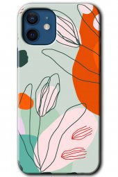 iPhone 12 Mini Kılıf HD Desen Baskılı Arka Kapak - Vektör Çiçekler - 1