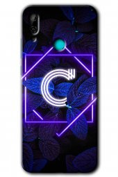 Huawei P smart 2019 Kılıf HD Desen Baskılı Arka Kapak - Dark Neon Yaprak C Harfi thumbnail 1