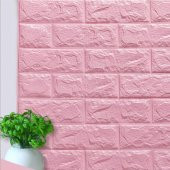 Renkli Duvarlar Kendinden Yapışkanlı Salon Ofis Pembe Duvar Kağıdı Paneli NW03 - 3