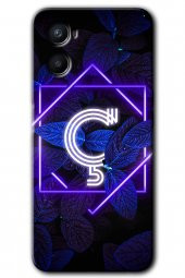 Oppo Reno 3 Kılıf HD Desen Baskılı Arka Kapak - Dark Neon Yaprak Ç Harfi - 1