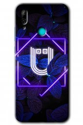 Huawei P smart 2019 Kılıf HD Desen Baskılı Arka Kapak - Dark Neon Yaprak Ü Harfi thumbnail 1