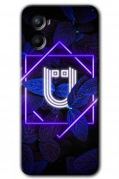 Oppo Reno 3 Kılıf HD Desen Baskılı Arka Kapak - Dark Neon Yaprak Ü Harfi - 1