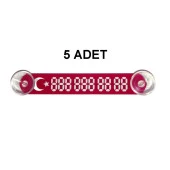 Kırmızı-Beyaz Ay Yıldız Araç Park Telefon Numaratörü -5 ADET- Tel No Gösterici Numaratik YDNMR511 - 1