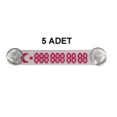 Beyaz-Kırmızı Araç Park Telefon Numaratörü -5 ADET- Tel No Gösterici Numaratik YDNMR513 - 1