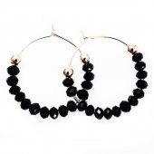 Siyah Kristal Taş Kadın Halka Küpe - 3