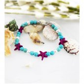 Turkuaz Doğal Taş Yıldız Kadın Halhal - 1