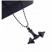 Siyah Renk Mat Dumbell Erkek Kolye - 2