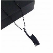 Siyah Satır Mat Erkek Kolye - 2