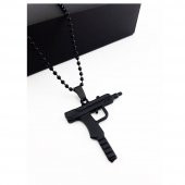 Siyah Renk Uzi Erkek Kolye - 1