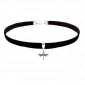 Siyah Renk Kadife Kadın Yusufcuk Choker Kolye - 1