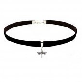 Siyah Renk Kadife Kadın Yusufcuk Choker Kolye - 5