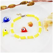 Sedef Doğal Taş Sarı Renk Fimo Kadın Halhal - 1