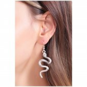 Gümüş Renk Kadın Yılan Küpe - 1