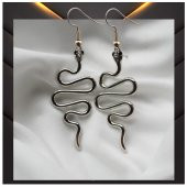 Gümüş Renk Kadın Yılan Küpe - 1