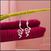 Gümüş Renk Kadın Yılan Küpe - 2