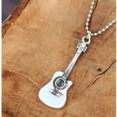 Gümüş Kaplama Erkek Gitar Kolye - 3
