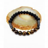 Kaplangözü - Oniks - Hematit Erkek Doğal Taş Bileklik - 6