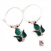 Yeşil Renk Mine Kadın Yaprak Halka Küpe - 2