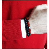 Akik - Hematit - Oniks İkili Kombin Doğal Taş Erkek Bileklik - 4