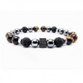 Kaplangözü - Hematit - Lav Taşı Erkek Doğal Taş Bileklik - 2