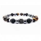 Kaplangözü - Hematit - Lav Taşı Erkek Doğal Taş Bileklik - 3