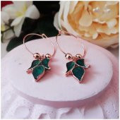 Yeşil Renk Mine Kadın Yaprak Halka Küpe - 1