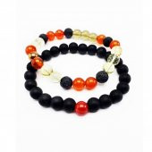 Sitrin-Kuvars-Hematit-Lav Taşı-Oniks- Akik Doğal Taş İkili Erkek Doğal Taş Bileklik - 2