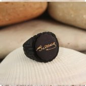 Atatürk İmzalı Siyah Renk Metal Ayarlanabilir Erkek Yüzük - 4